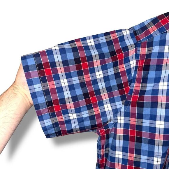 Gitman Brothers Blue Plaid Made in USA S/S Button Down Shirt XL - Picture 5 of 8